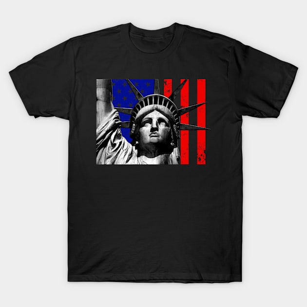 Statue of Liberty USA American Flag Patriotic T-Shirt by DazzlingApparel